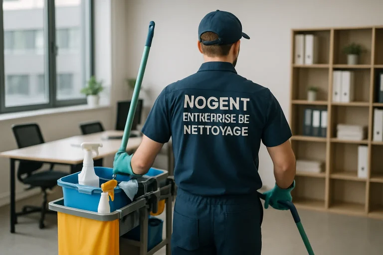 Technicien de nettoyage dans un appartement à Nogent, utilisant des équipements modernes.