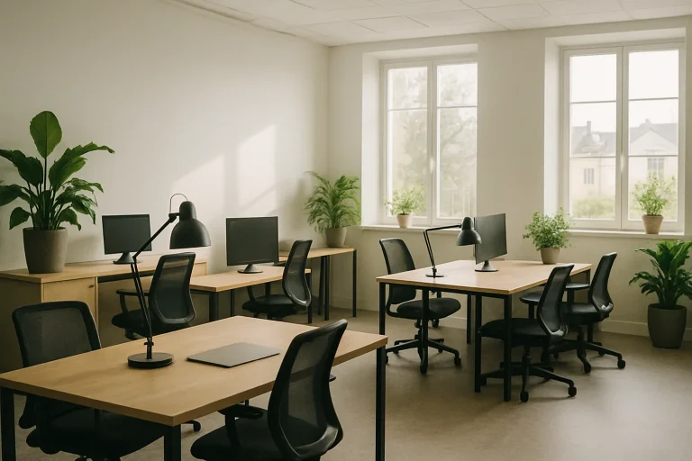 Espace de coworking à Chaumont avec des postes de travail modernes et lumière naturelle